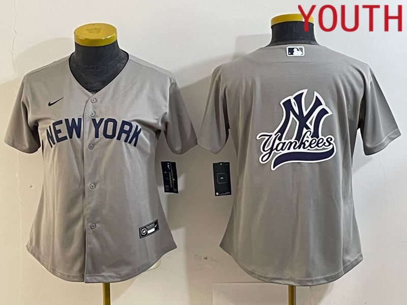 Youth New York Yankees Blank Grey Nike Game 2024 MLB Jersey style 5->youth mlb jersey->Youth Jersey